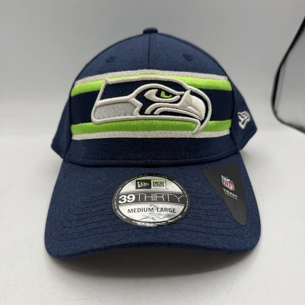New Era 39Thirty Seattle Seahawks Hat Cap Sz M/L Stretch Flex Fit NFL Football